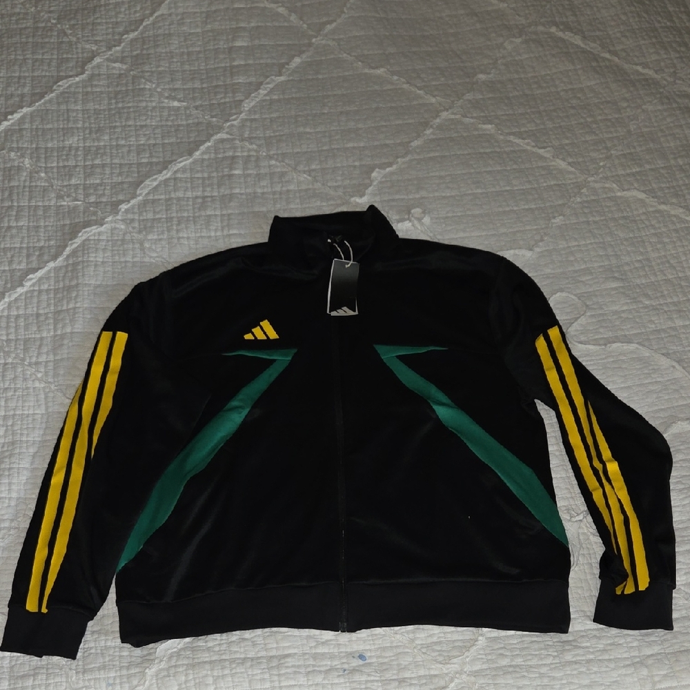 adidas  TRIO Edition Black Performance Jacket and Yellow Stripes